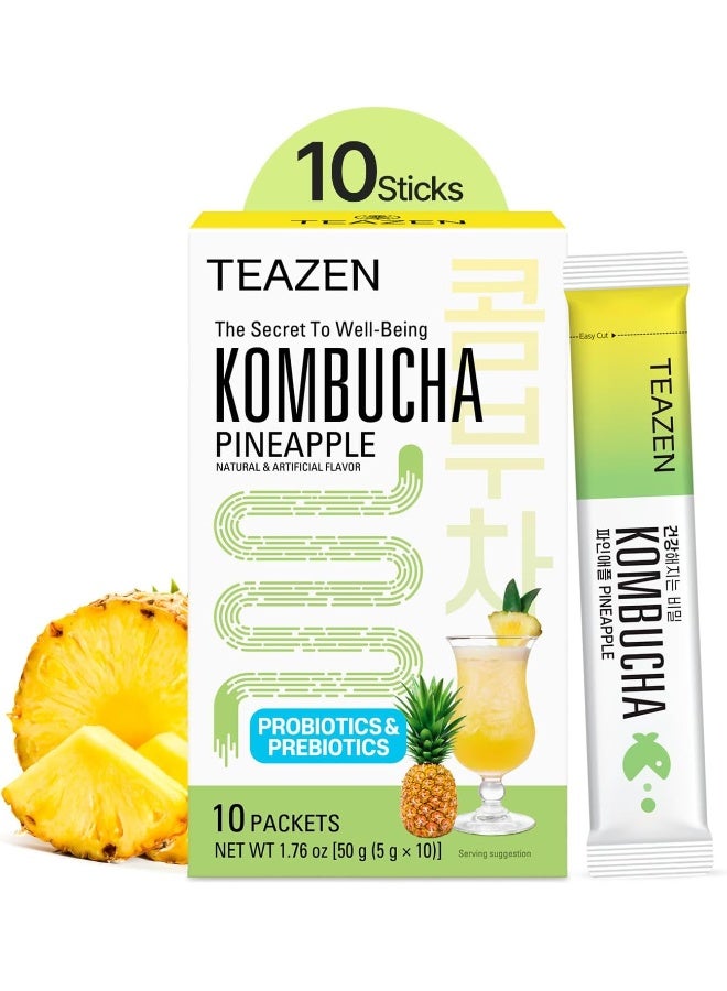 Teazen Kombucha Pineapple Probiotics - 10 Sticks - Image 1